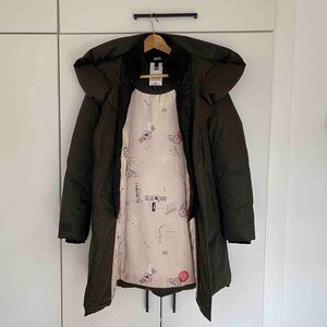 Army Green Fitted Winter Parka, Size S